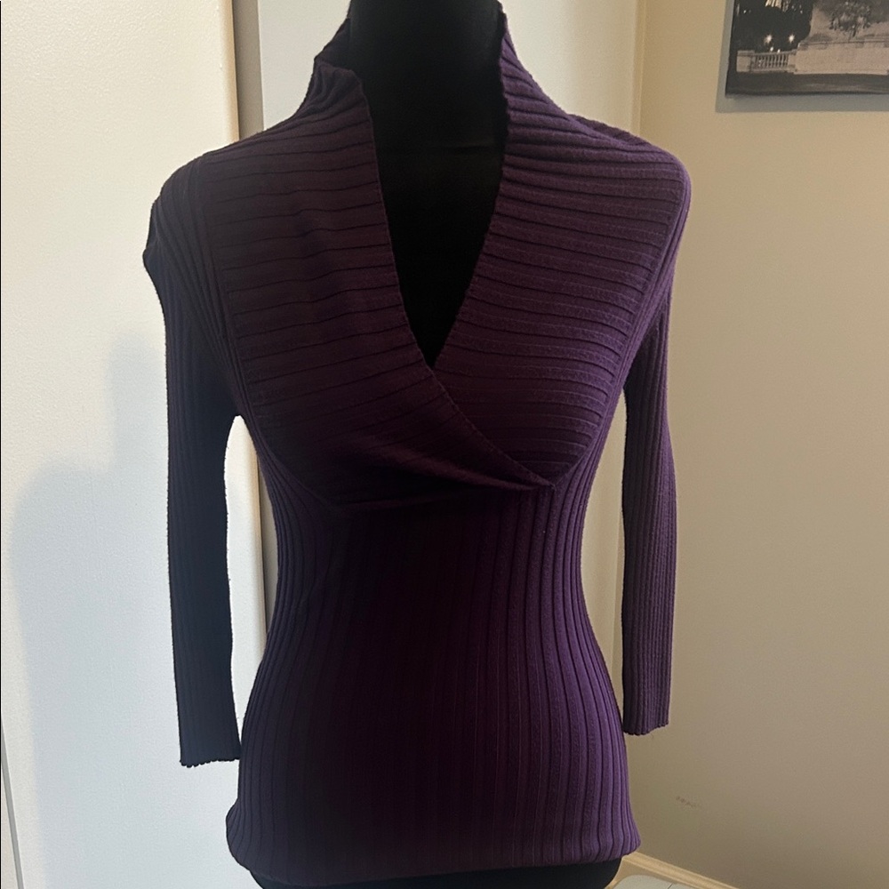 Hooked Up by IOT Deep Purple V-Neck Sweater